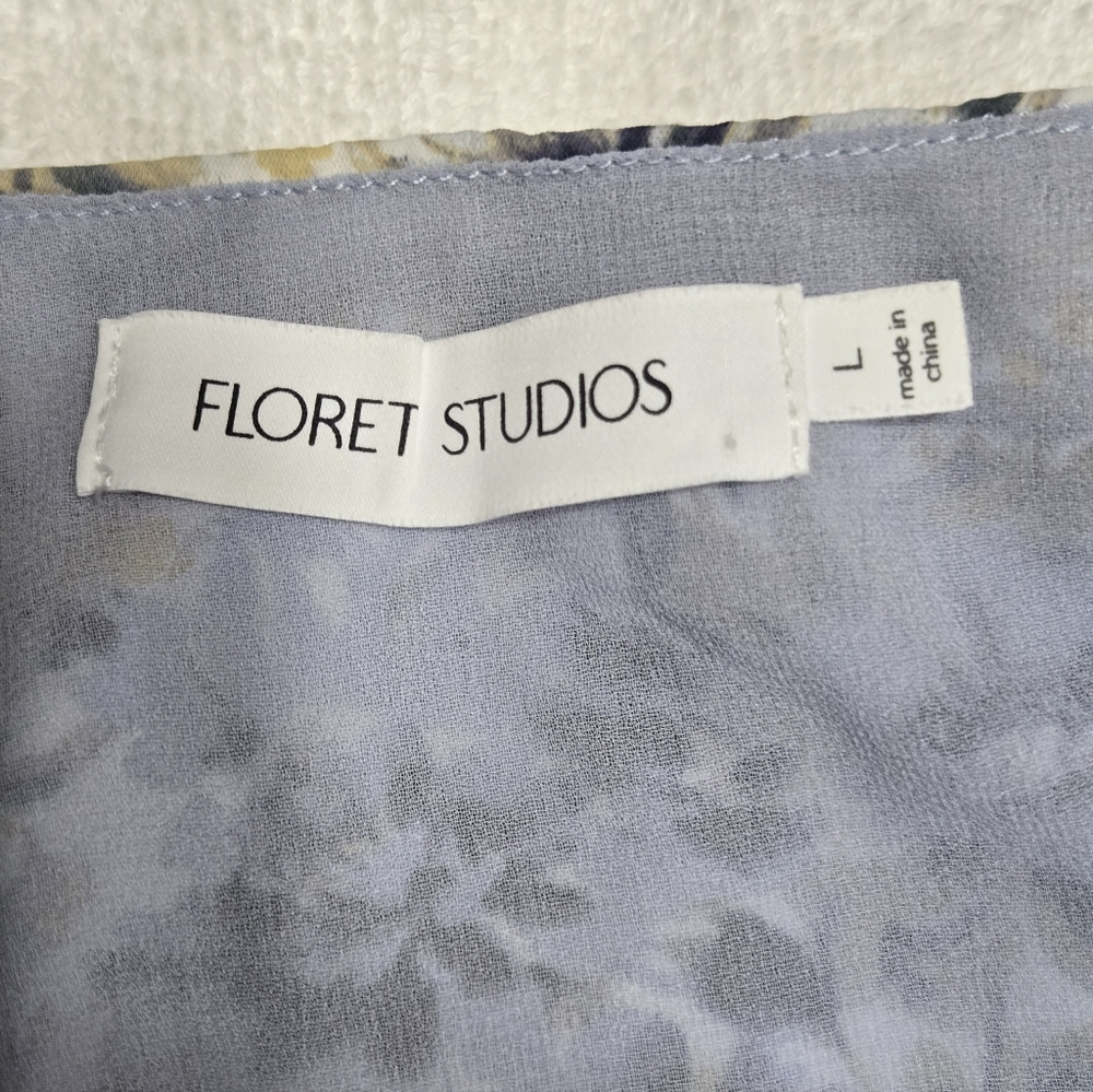 Floret Studio Blue Multi Floral Maxi Dress Size L - Picture 7 of 12